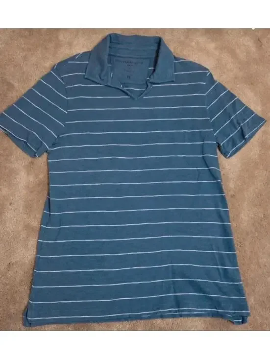 Banana Republic Vintage Blue Striped Polo Shirt Men’s Medium #1015