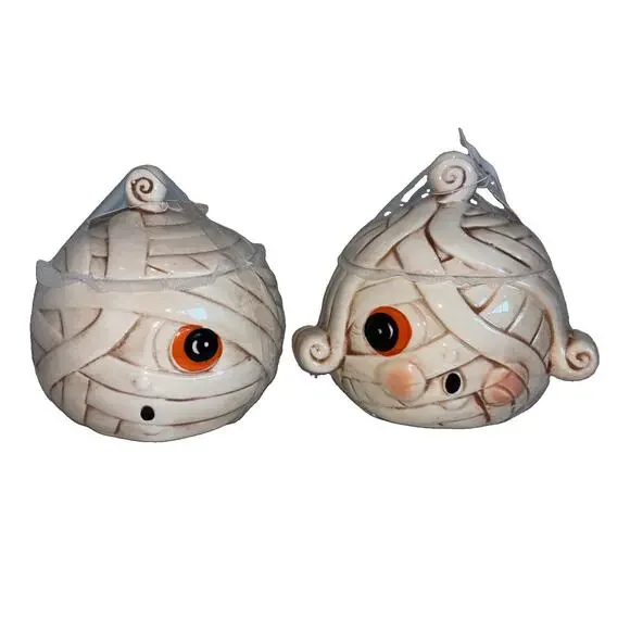 Johanna Parker Halloween Mummy Boy Girl Couple Small Covered Jar Canister Bowl