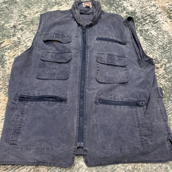 1980s Banana Republic Travel & Safari vest Blue Wash Wear XL