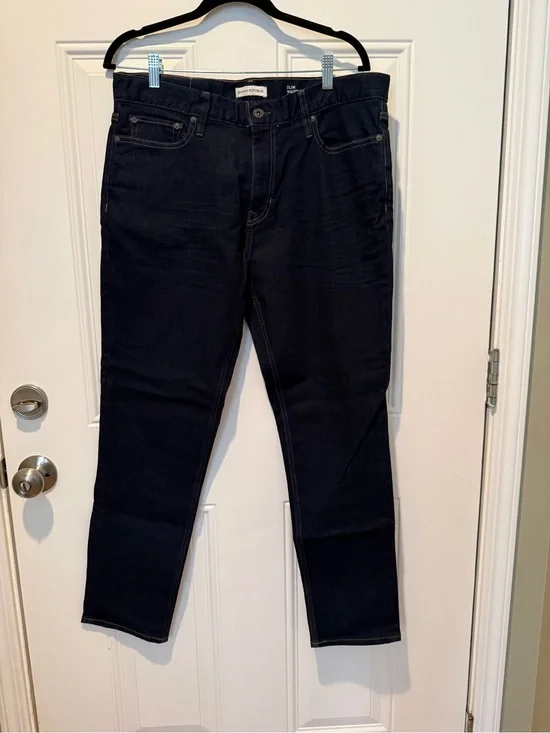 Banana Republic Men’s Slim Fit Traveler Denim Dark Indigo 35x30