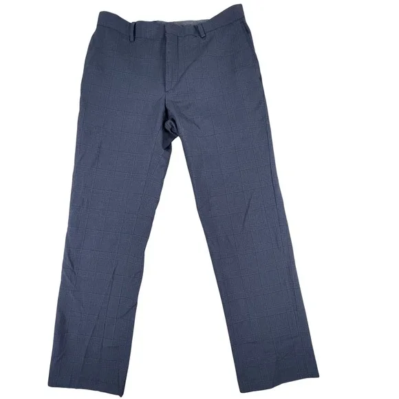 Banana Republic Dress Pants Mens 32x32 Tailored Slim Navy Blue Plaid Glen Check