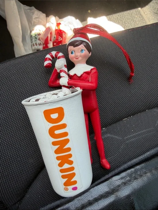 Dunkin® Red Elf Ornament with Hot Beverage