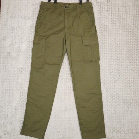 Banana Republic Cargo Pants Mens 34x36 Olive Green Lived-In Slim Straight Cotton
