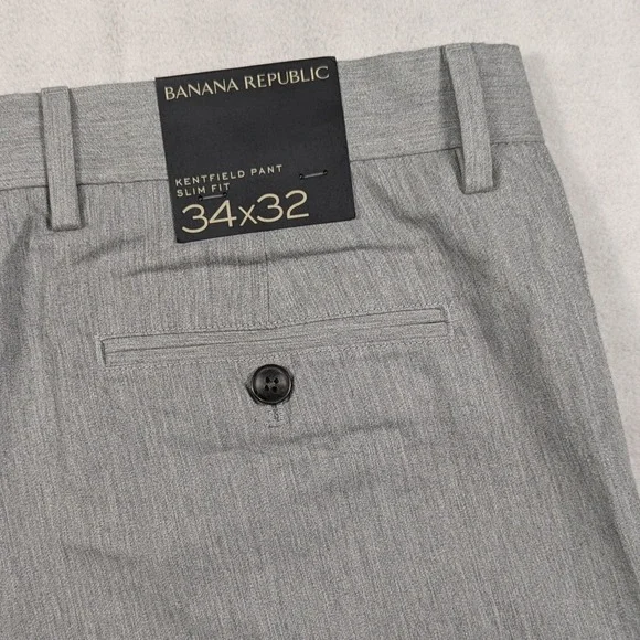 NEW Banana Republic Kentfield Pant Slim Fit Men 34x32 Grey Cotton Chino Trousers