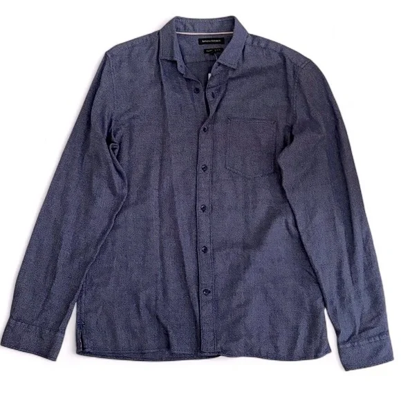 NEW Banana Republic Camden Fit Textured Selvedge Indigo Button Down Shirt