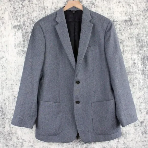 Banana Republic Sz 42R Slim Fit Wool Blazer Blue Oxford Marzotto Fabbrica Alta