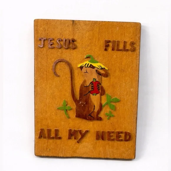 Vintage Hand Carved Wood Jesus fills all my 0446 need Home Decor