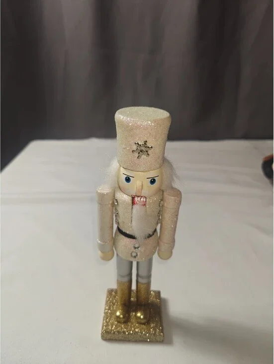 10” Wooden Glitter Gold & Pink & Silver Nutcracker