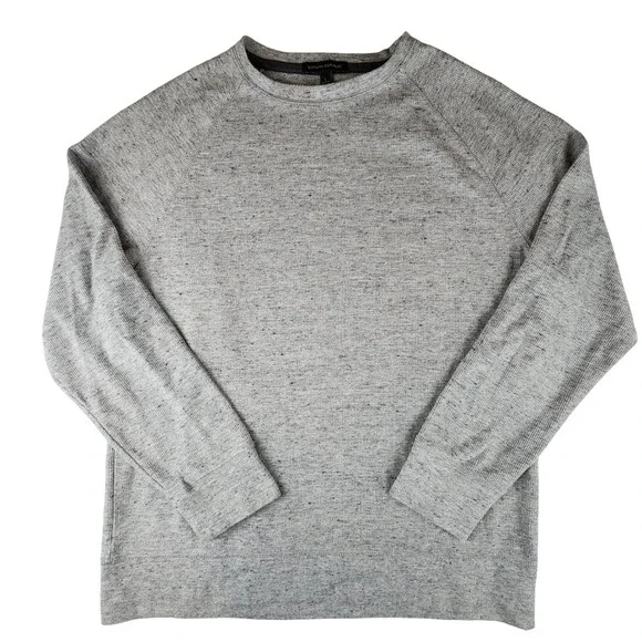 Banana Republic Mens Large Waffle Knit Textured Shirt Gray Crewneck L