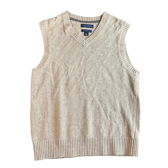 Banana Republic Mens Italian Yarn Sweater Vest Classic Preppy Small Tan Beige