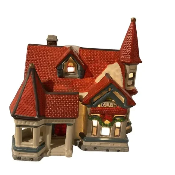 Dickens Keepsake Victorian Club House Christmas Village Ceramic Building 1995‎