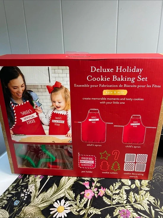 Brand new, never opened, Deluxe Holiday Cookie Baking Set -by Kate & Milo