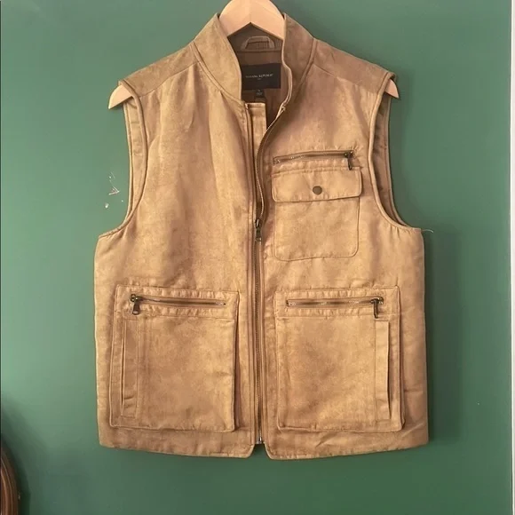 Banana Republic Men's S Brown Faux Suede Vest NWT Fall Layering Soft