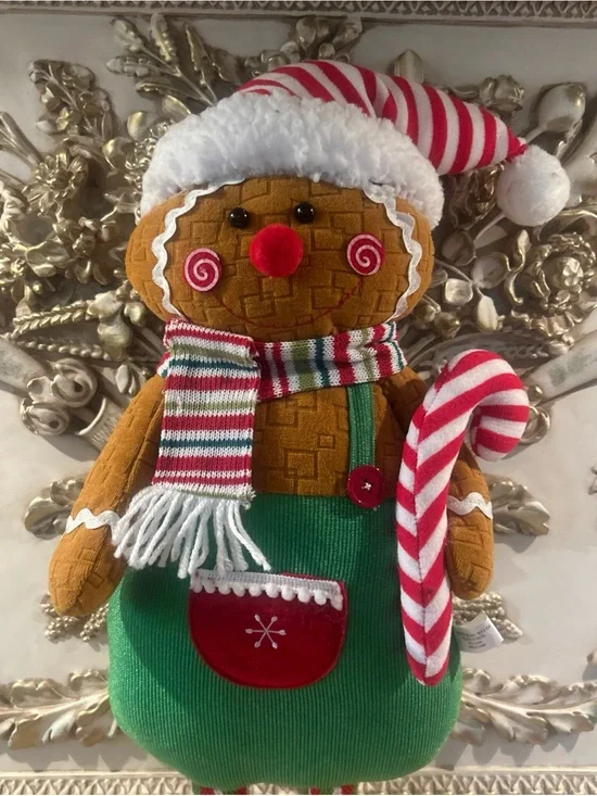 NWT Holiday Gingerbread Doll Plush - Red Hat and Green Outfit
