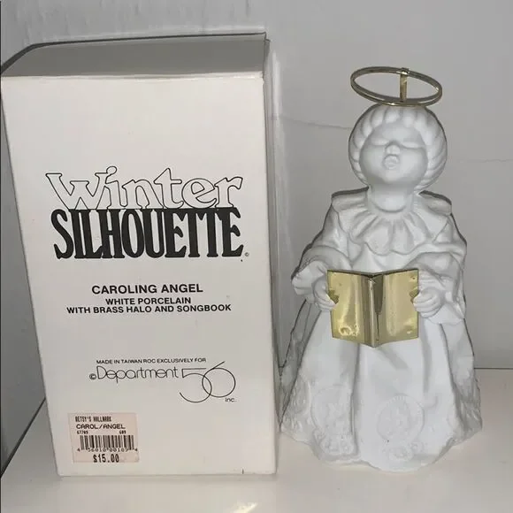 Vtg‎ Department 56 winter silhouette caroling angel