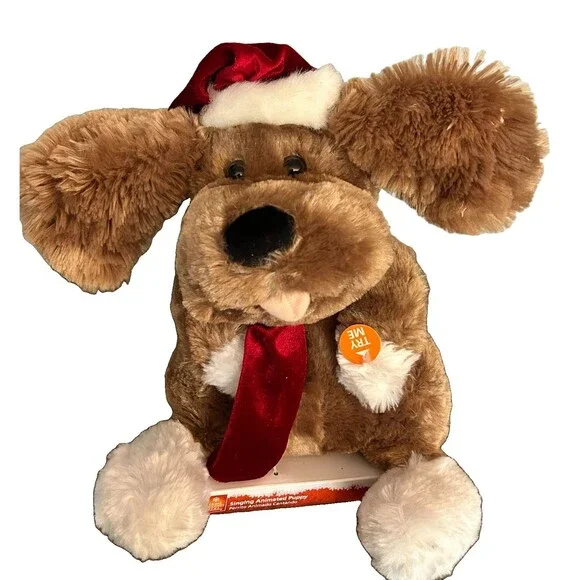 Home Accents Holiday Singing Animated Puppy Christmas Decor Moves Sings WORKING