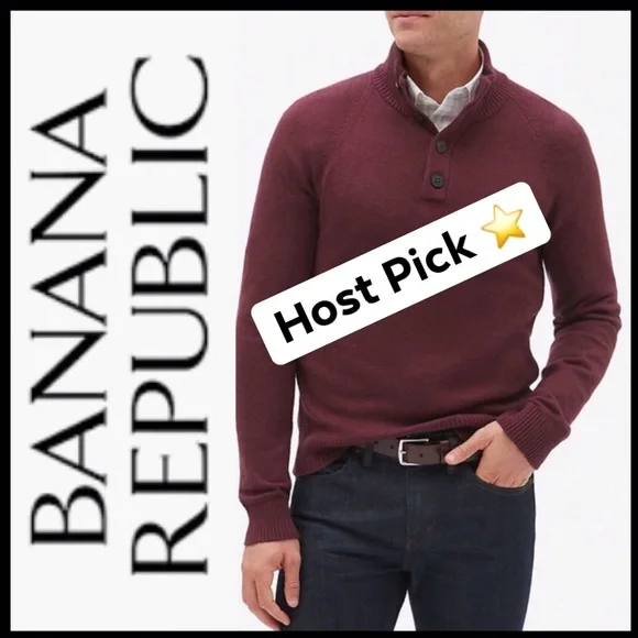 Banana Republic Men's Burgundy Shawl Collar Sweater