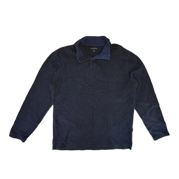 Banana Republic Men's Navy Blue Quarter Snap‎ Collar Sweater Size M
