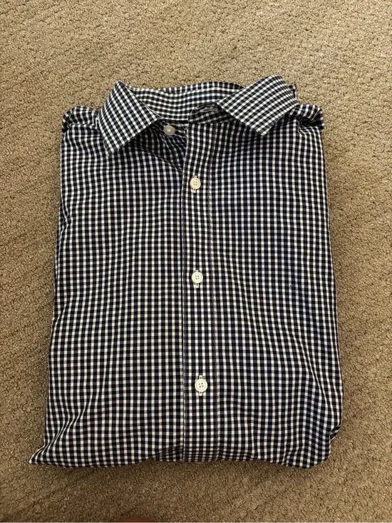 Banana Republic Navy and White Gingham Button-Down Shirt