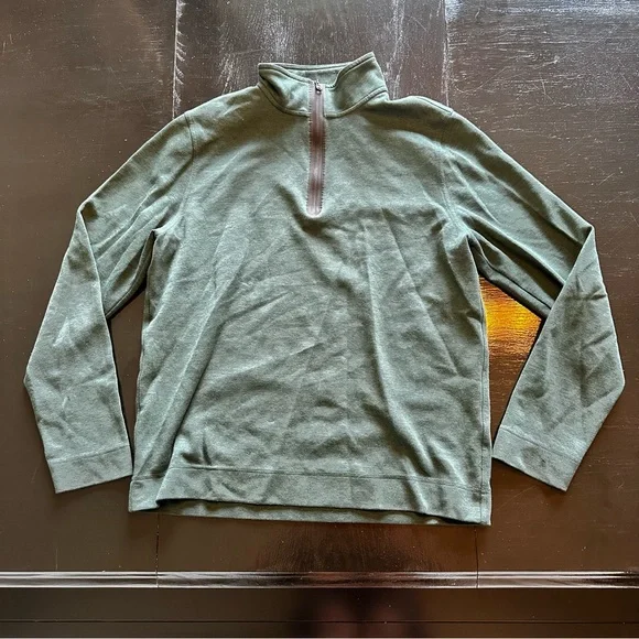 Banana Republic Large Green Sweater 1/4 Quarter Zip Collared Sweater