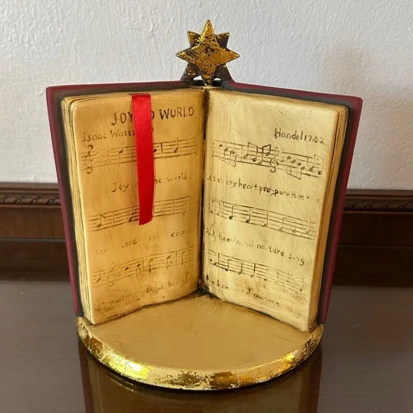 Vintage Christmas Joy to the World Hymnal Book Figurine Holiday Decor Star