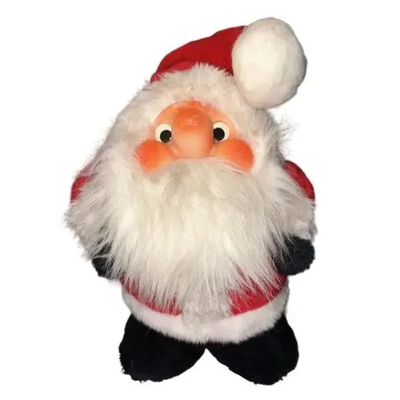 VINTAGE 1984 Rennoc Standing Fat Santa Plush Figure Chubby 15x8