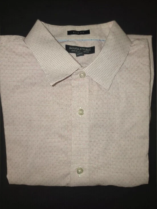 Banana Republic Men's Light Pink Microcheck Dress Shirt - Subtle Pattern