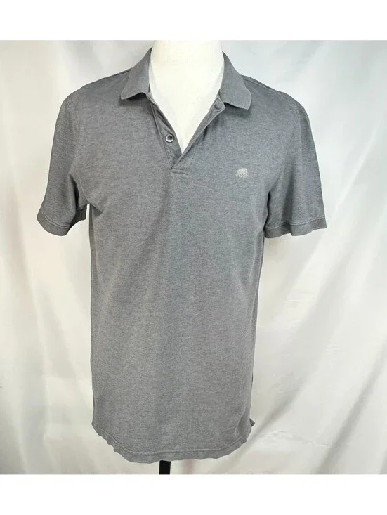 Banana Republic 100% Cotton 1/4 Button Polo Shirt Gray Men L