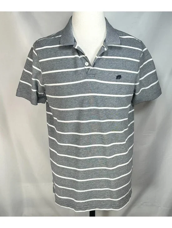 Banana Republic 1/4 Button 100% Cotton Polo Shirt Gray Men L
