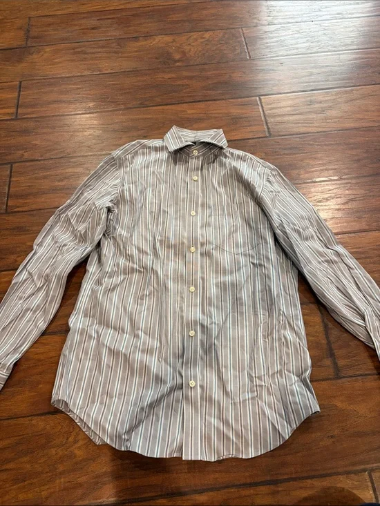 Men's Long-Sleeve Striped Button-Down Shirt - Gray/White