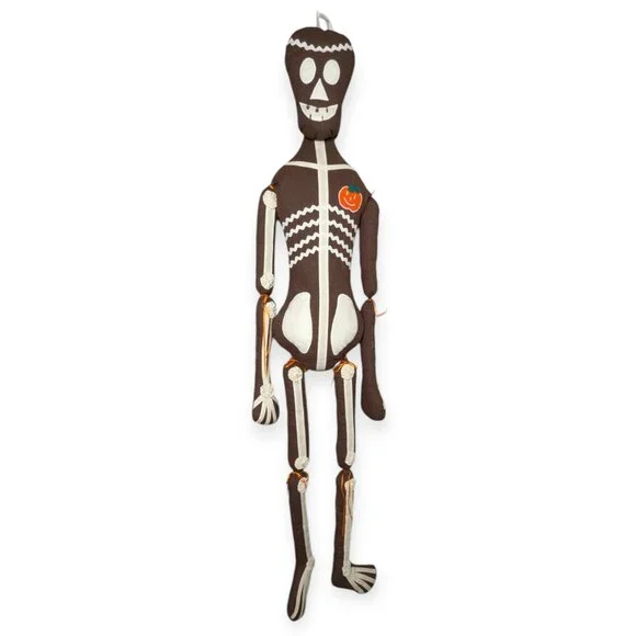 Unique Handmade Brown & White Cloth Hanging Skeleton Halloween Decor 60