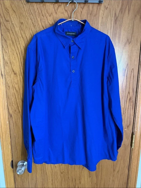 Banana Republic Men's Popover Shirt - Cobalt Blue