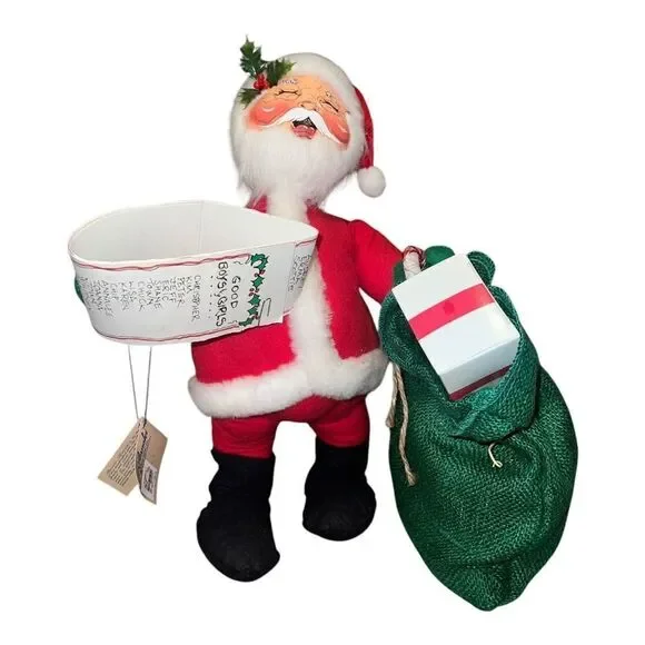 Annalee Santa Claus Checking His List with Bag of Toys 18