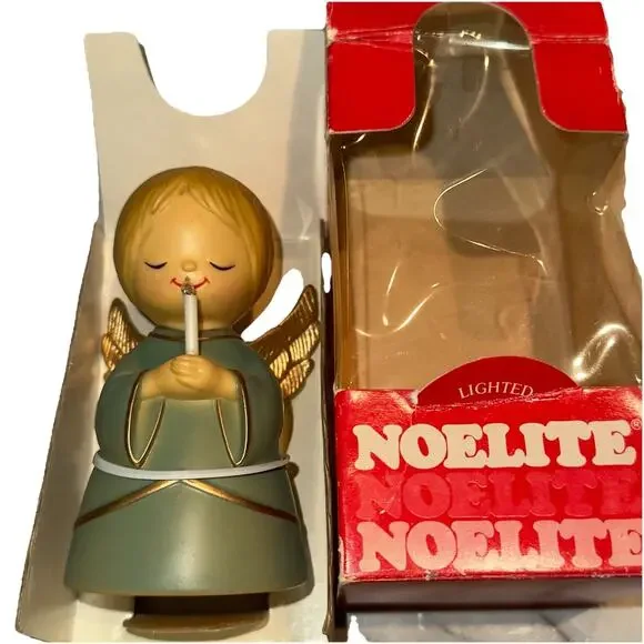 NEW NIB Roman Noelite Christmas Angel Light Up Candle Figurine Vintage Batt Oper