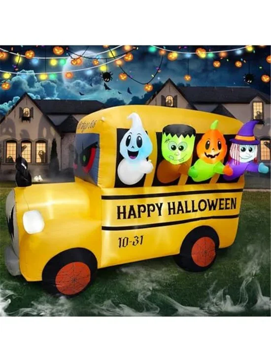 8.1FT Length Halloween Inflatable Ghost Frankenstein Pumpkin Monster Witch Bus