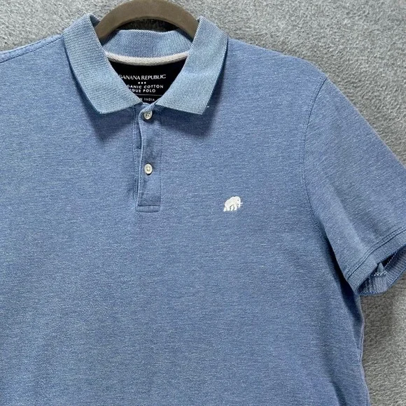 Banana Republic Pique Polo Mens M Tall Blue Organic Cotton Classic Preppy
