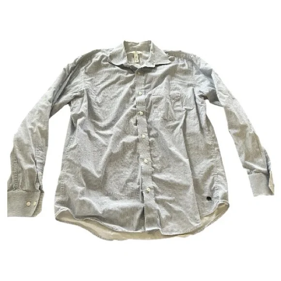 Banana Republic long sleeve button down print shirt white blue green