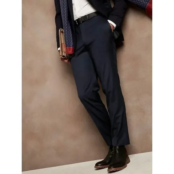 Banana Republic Men's Standard Italian Wool Suit Pant Navy Blue 40 x 32