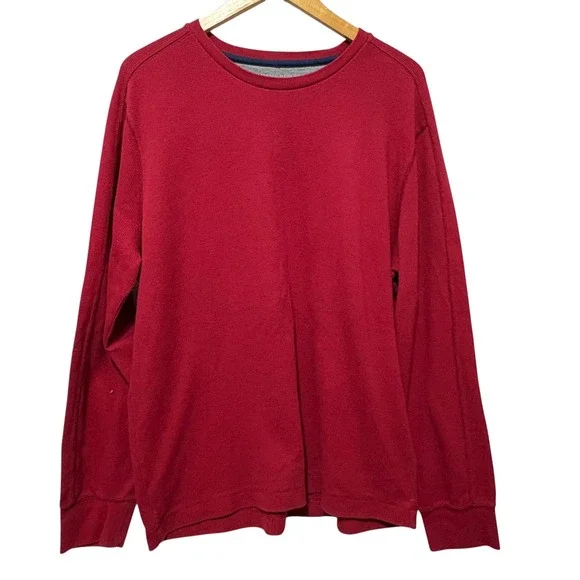 Banana Republic‎ Mens Waffle Knit Shirt XL Red Long Sleeve Heritage Workwear