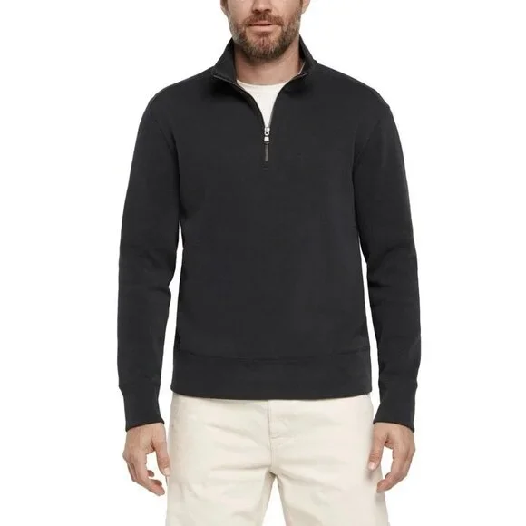 Banana Republic Men's L Black 1/4 Zip Sweatshirt Pullover 84% Cotton N0339