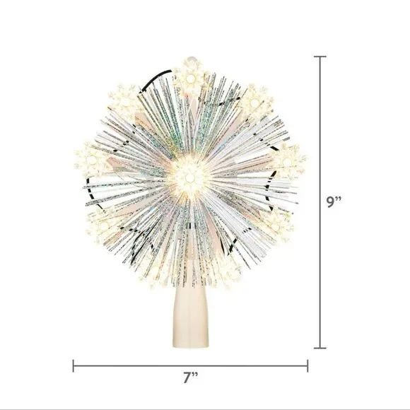 Christmas Tree Vintage Topper 9-Point Warm White Tinsel Star LED 7