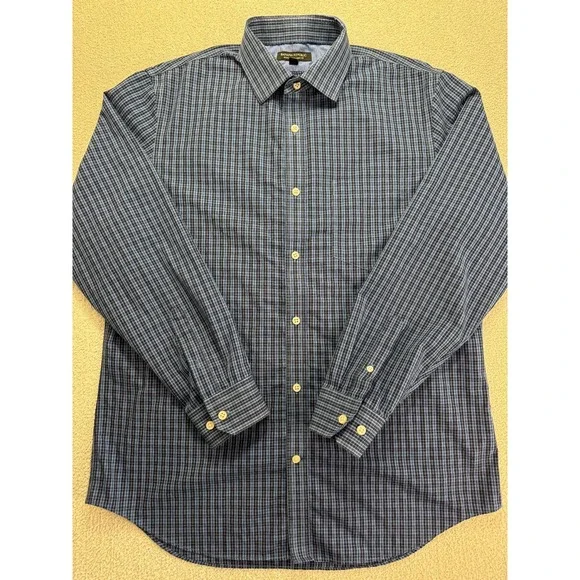 Banana Republic Non Iron‎ Classic Fit Shirt Mens L Blue Plaid Long Sleeve