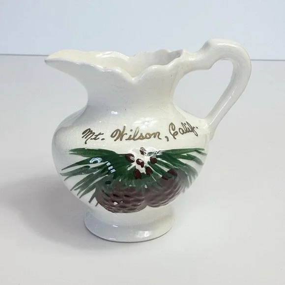Vintage California Souvenir Mini Pitcher Pinecone Cabin Cottagecore Decor