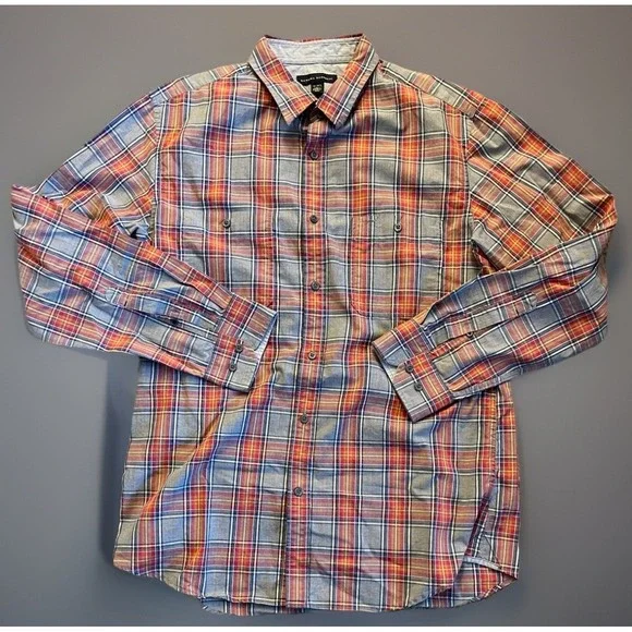 Banana Republic Long Sleeve Button Up Shirt Multi Color Tartan Plaid Large JBHS