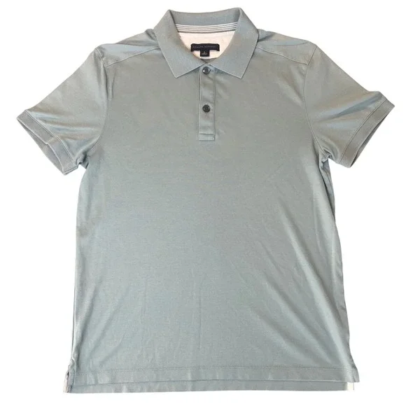 Banana Republic Mens Cotton Polo Shirt Sage Green‎ Blue Short Sleeve S 719494-01