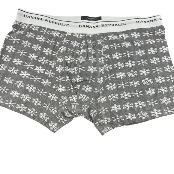 Banana Republic Snowflake White Grey Mens Boxer Size Medium