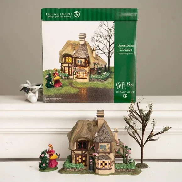 Dept 56 Sweetbriar Cottage Lighted Dickens Village Series Box Spring Whimsical