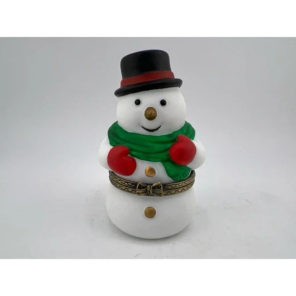Hinged‎ Snowman Trinket Box Small Decoration Deco Gift Vintage