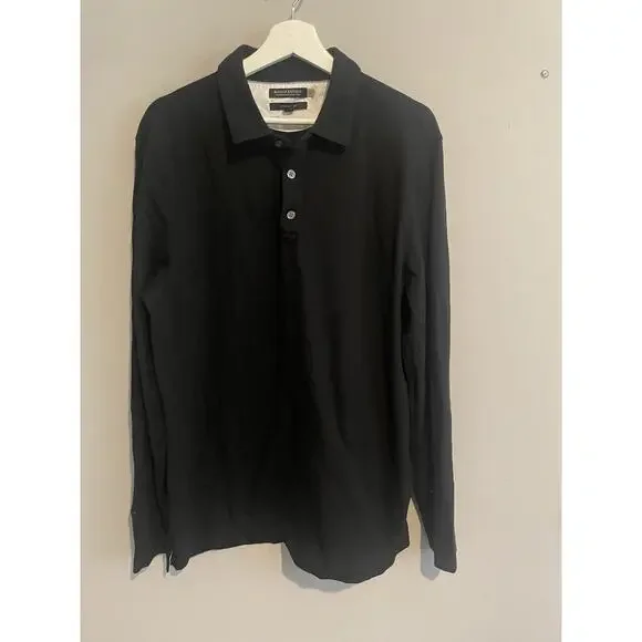 Banana Republic Performance Polo Longsleeve Shirt Mens Size XL Black With Collar