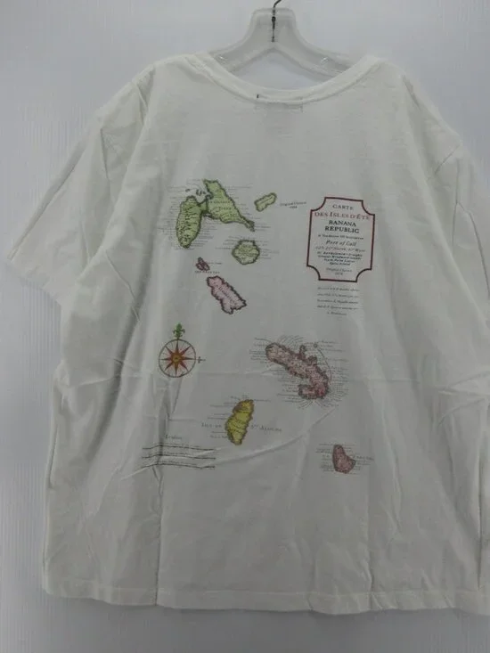 VINTAGE Banana Republic Shirt XXL Caribbean Island Map Traveler Y2K *